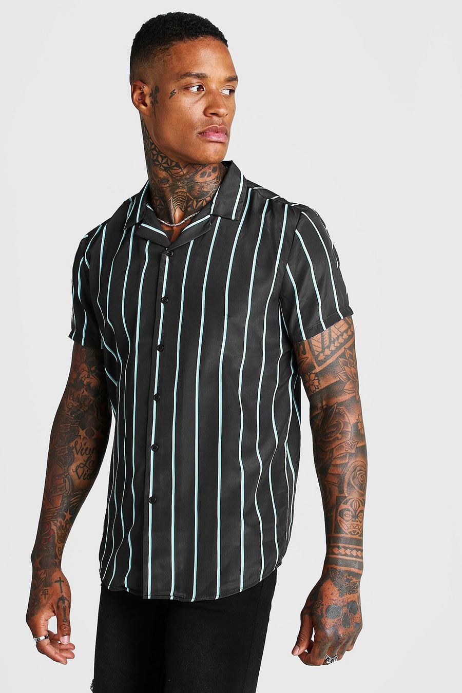 Black Randig skjorta med bowlingkrage image number 1