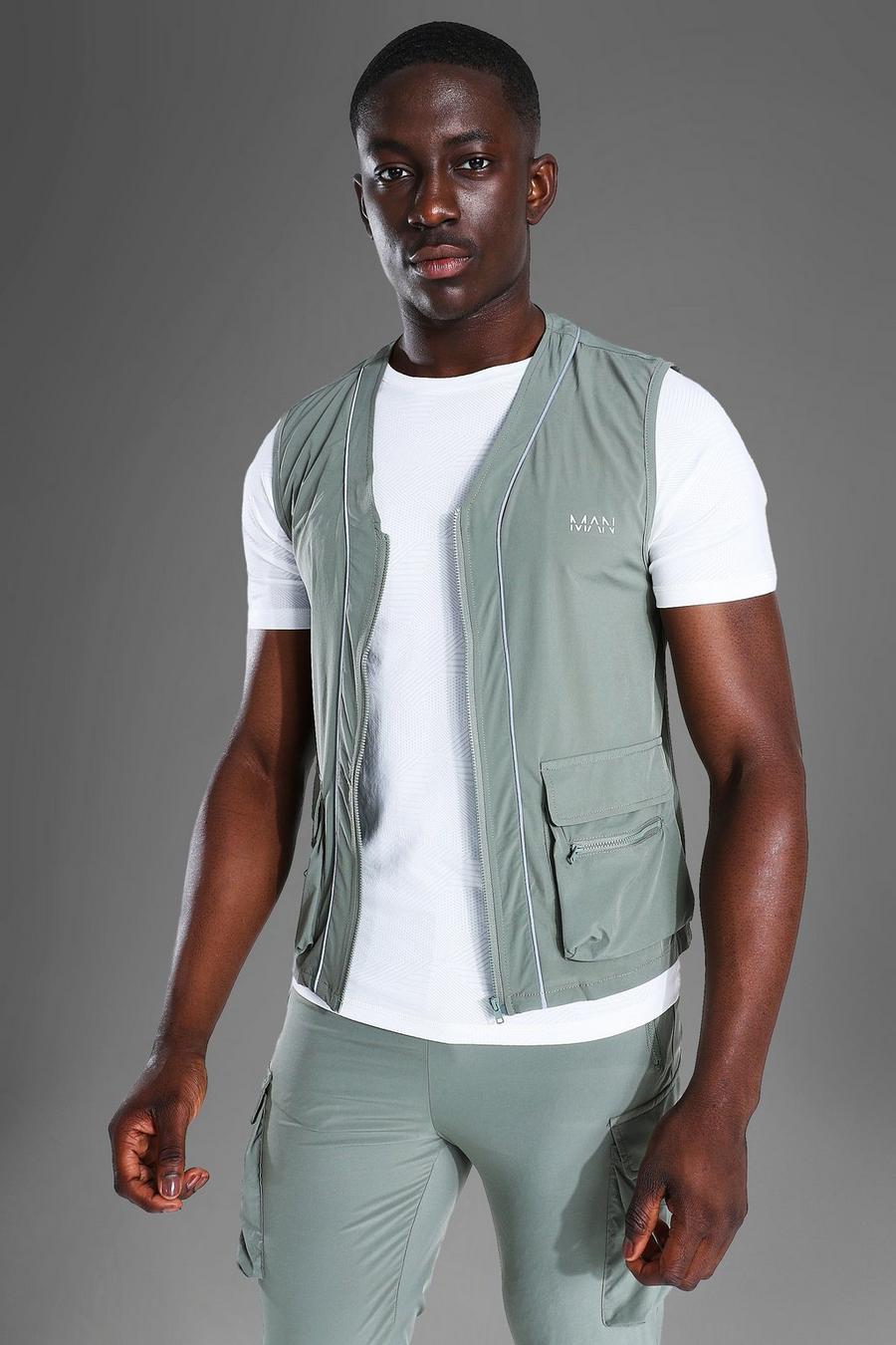 Olive Man Active Gym Lightweight Cargo Vest image number 1