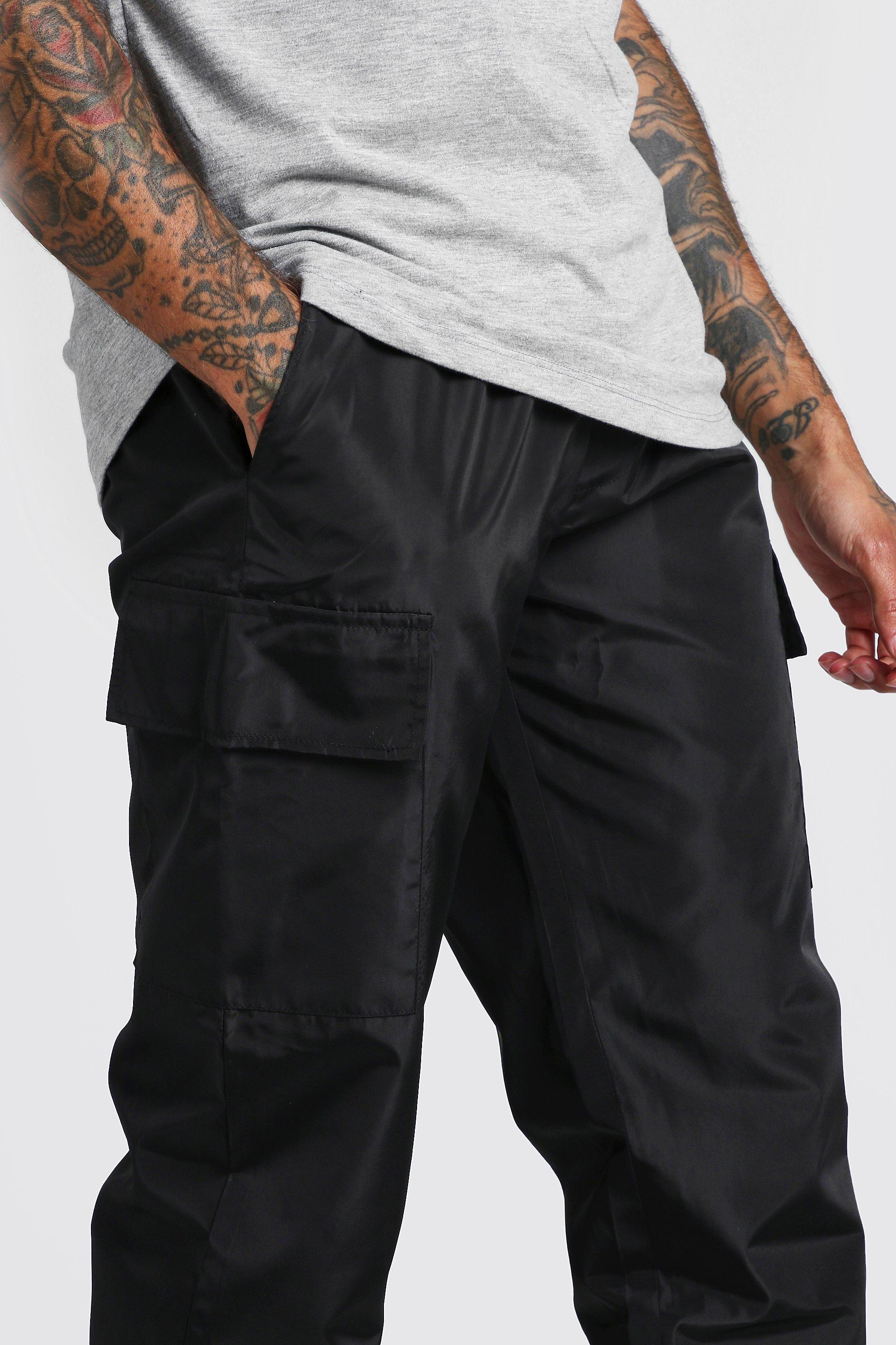 Nylon Cargo Joggers With Bungee Hem