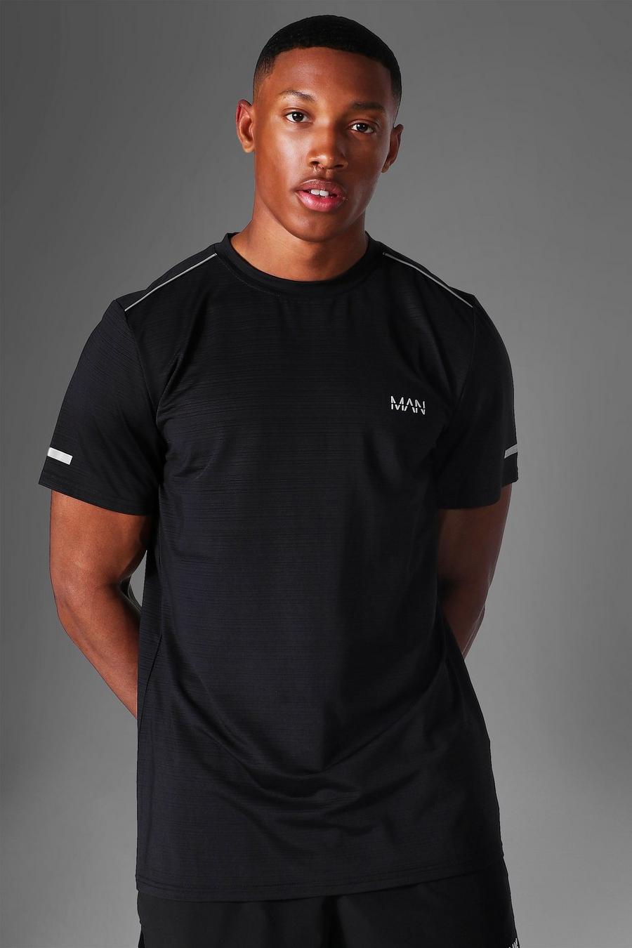 Black Man Active Gym Textured T Shirt image number 1
