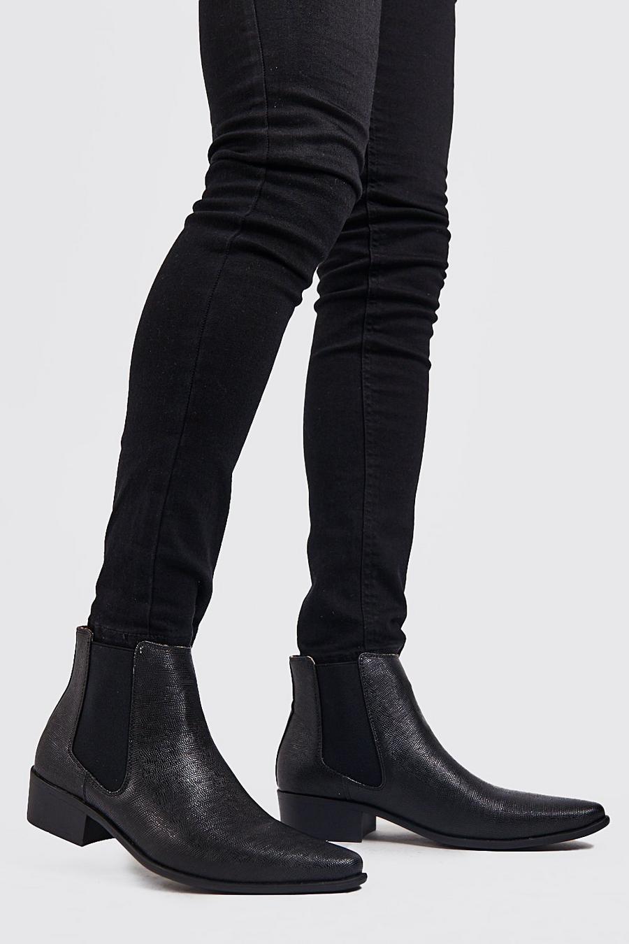 Chelsea-Boots im Western-Style, Schwarz image number 1