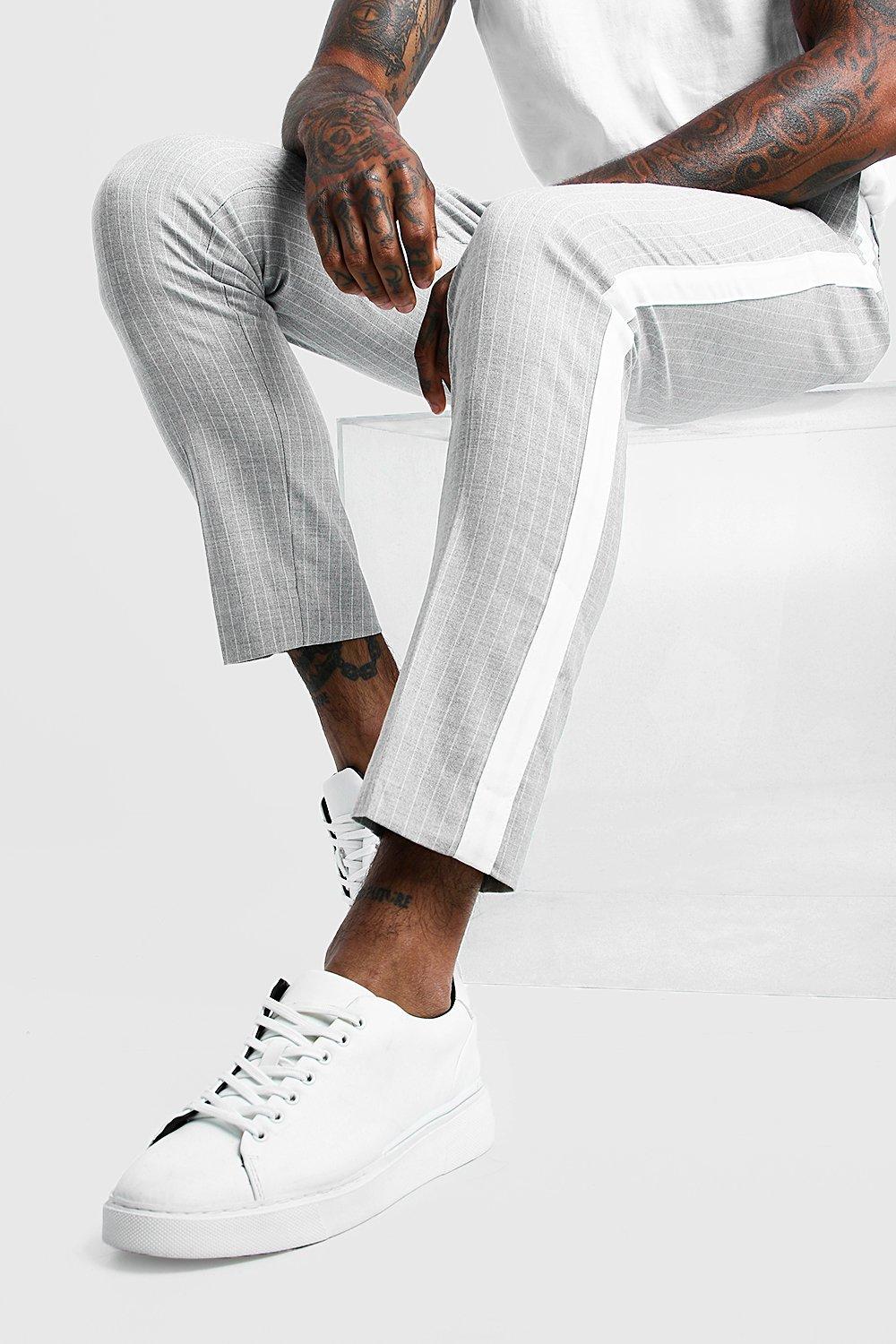 smart white cropped trousers