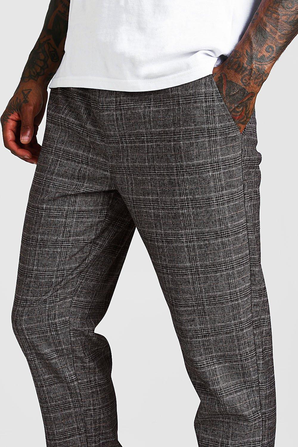 mens smart checked joggers