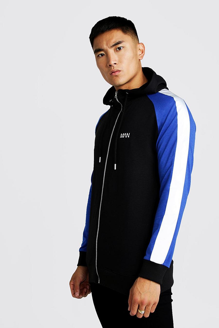 MAN Longline Hoodie With Reflective Panels image number 1