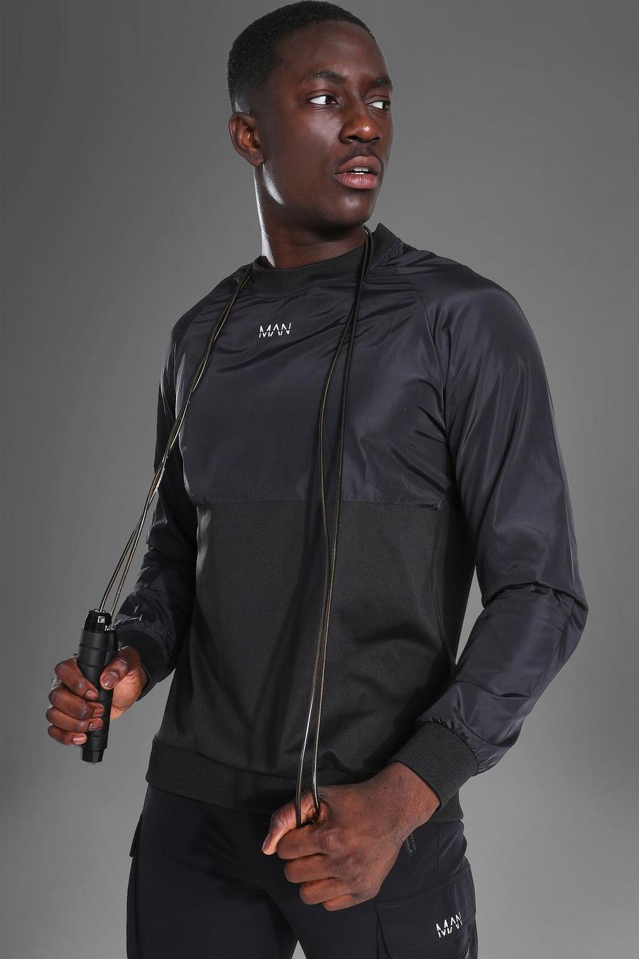 Black Man Active Gym Matte Shell Raglan Sweatshirt image number 1