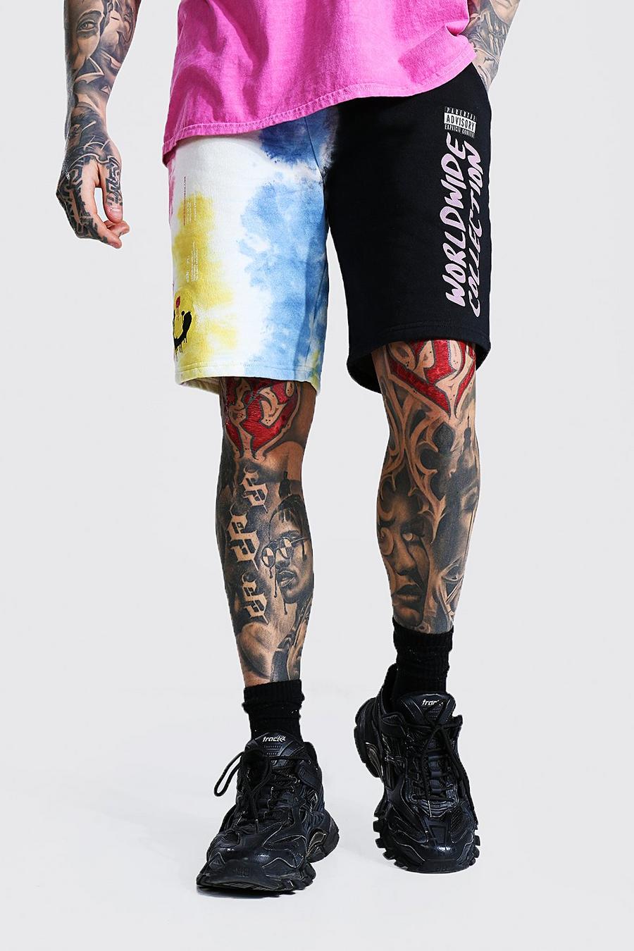 Regular Fit Jersey-Shorts mit Batik-Muster und Drip Face-Print, Mehrfarbig image number 1