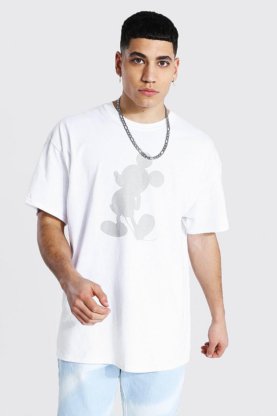 White Oversized Disney Mickey Silhouette T-shirt image number 1