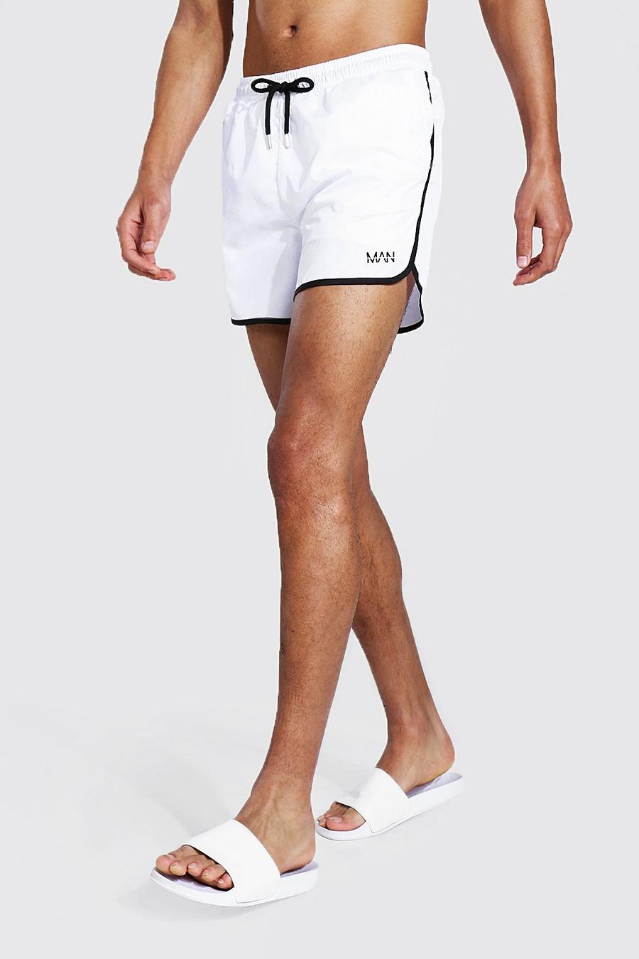 לבן בגד ים שורט בסגנון ריצה לגברים גבוהים Original Man image number 1