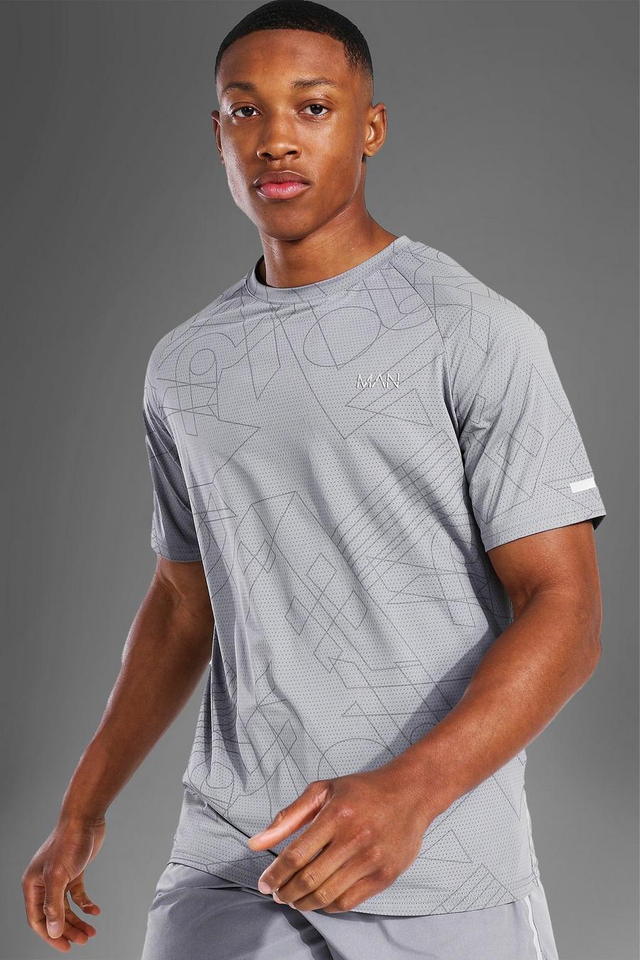 Grey Man Active Raglan T-Shirt Met Geometrische Opdruk image number 1