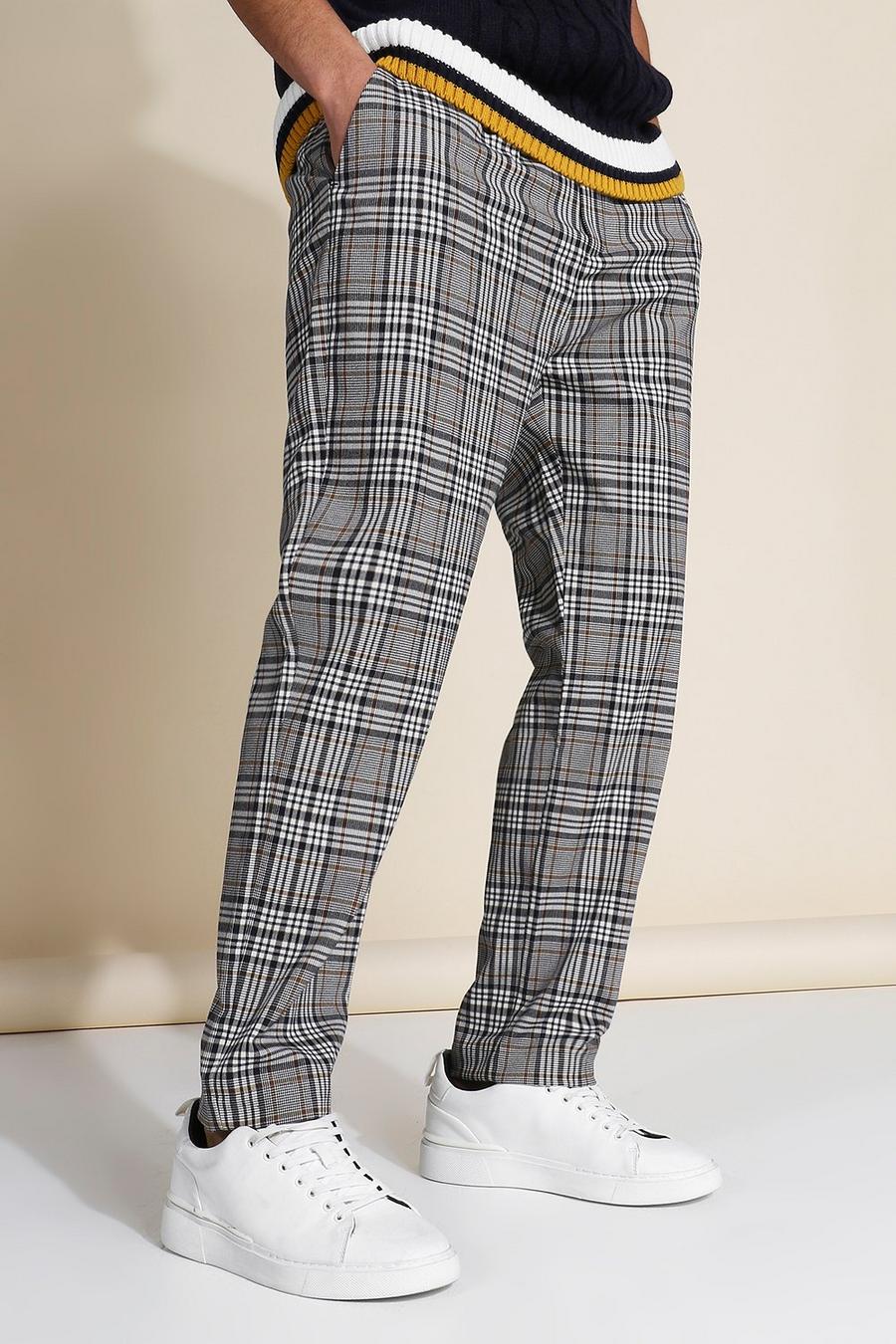 Tapered Navy Check Smart Pants image number 1