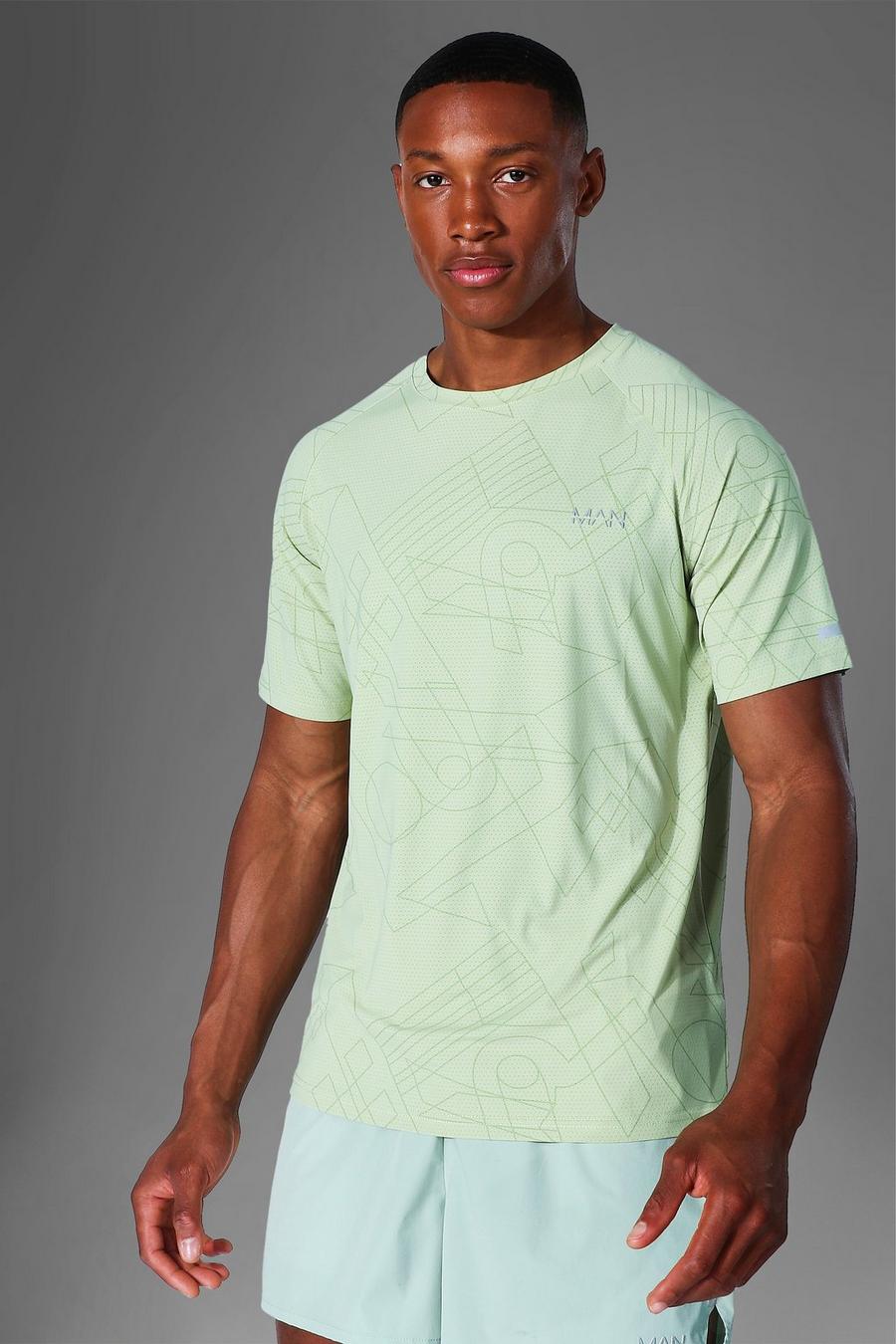 Mint Man Active Raglan T-Shirt Met Geometrische Print image number 1