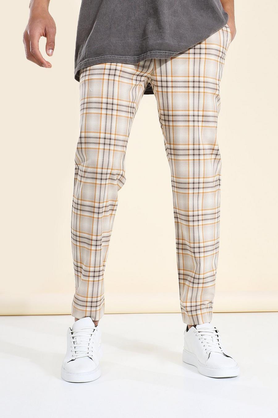 Mustard Slim Check Cropped Smart Trouser image number 1