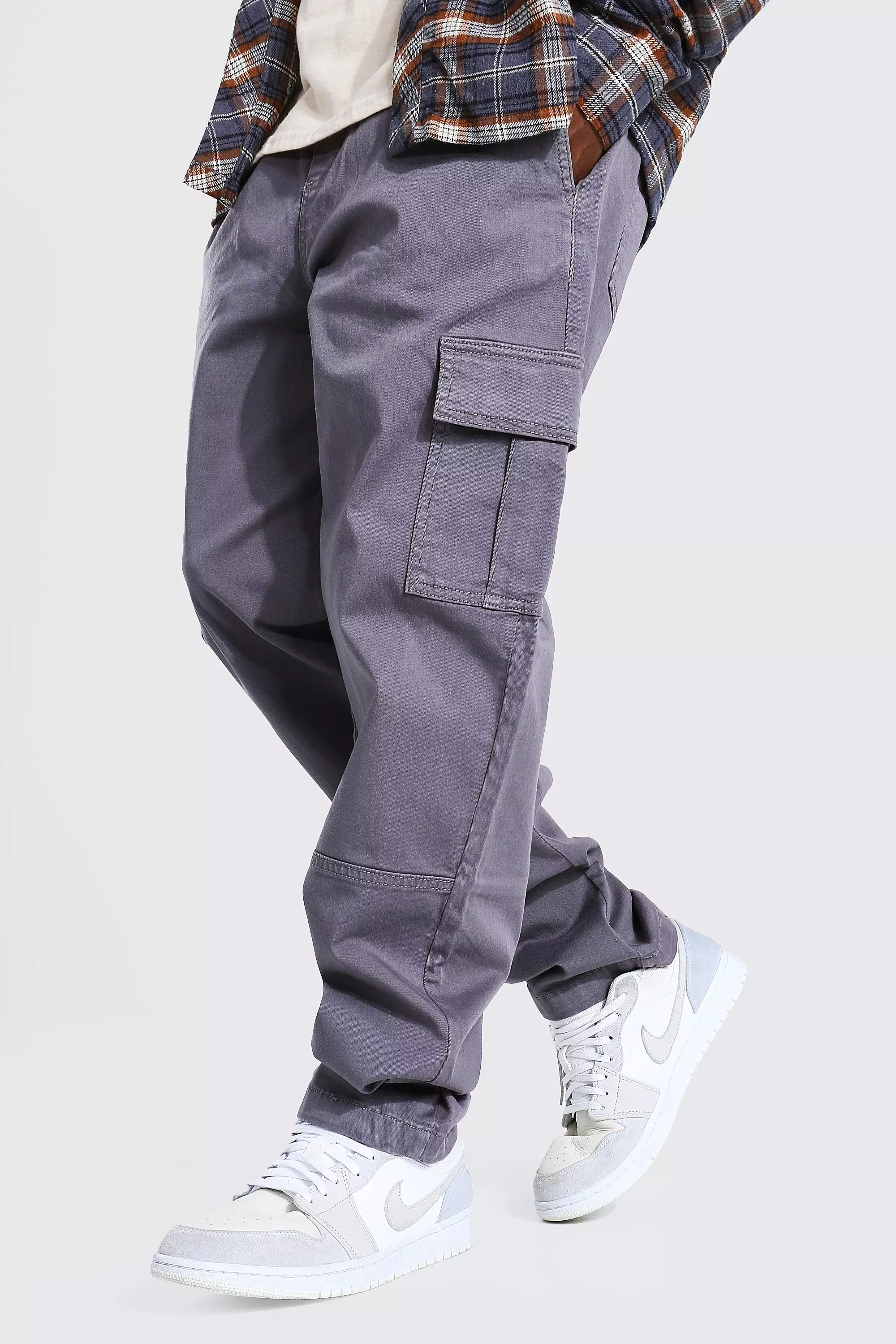 Elastic Waist Straight Leg Twill Cargo Trouser