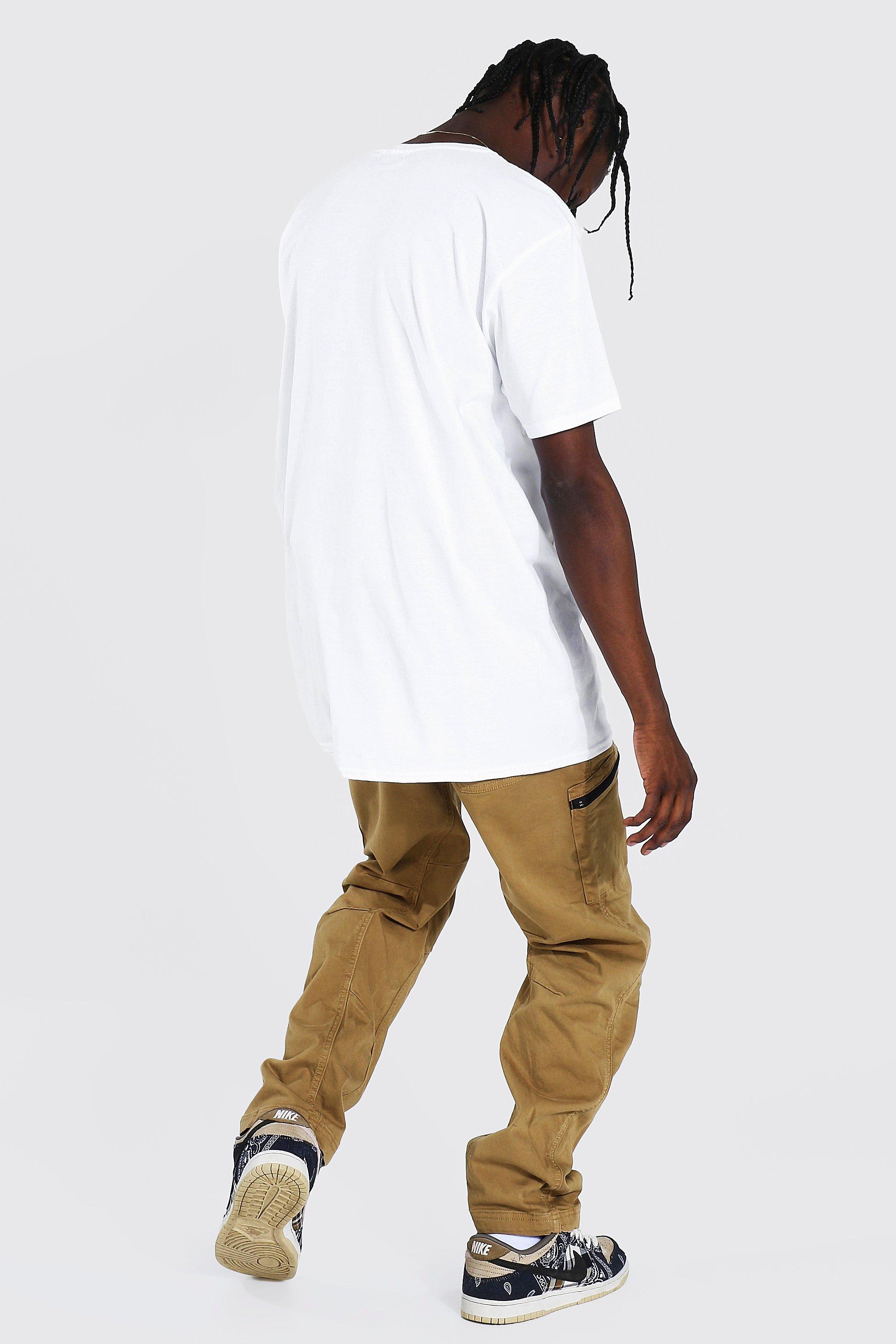 Relaxed Fit Twill Cargo Pants With Man Tab