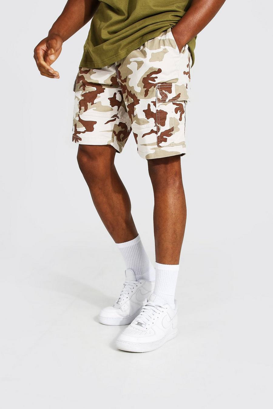 Stone Elastic Waistband Camo Cargo Short image number 1