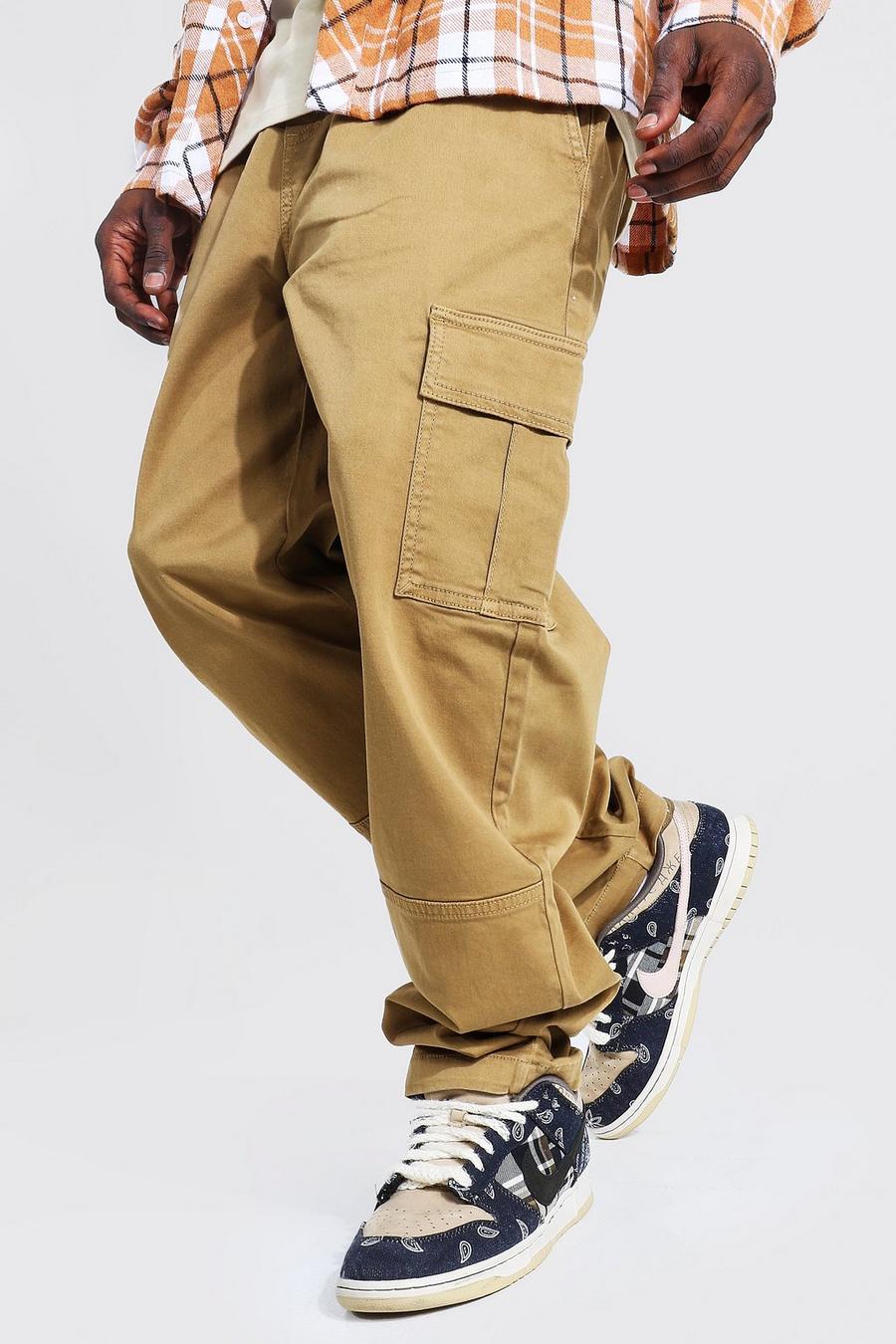 Stone Straight Leg Garment Dyed Twill Cargo Pants image number 1