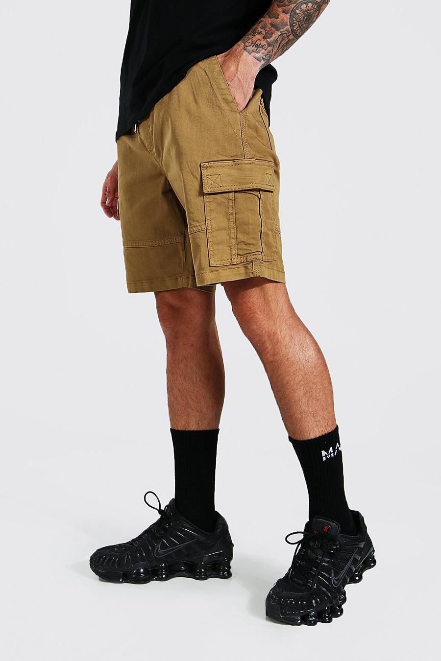 Stone Overdye Keperstof Cargo Shorts Met Elastische Taille image number 1