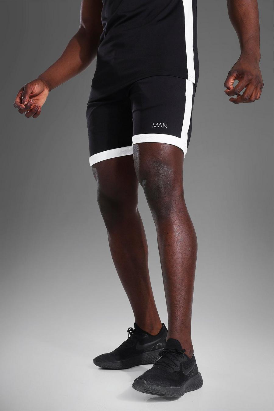 Black Man Active Baggy Training Shorts image number 1