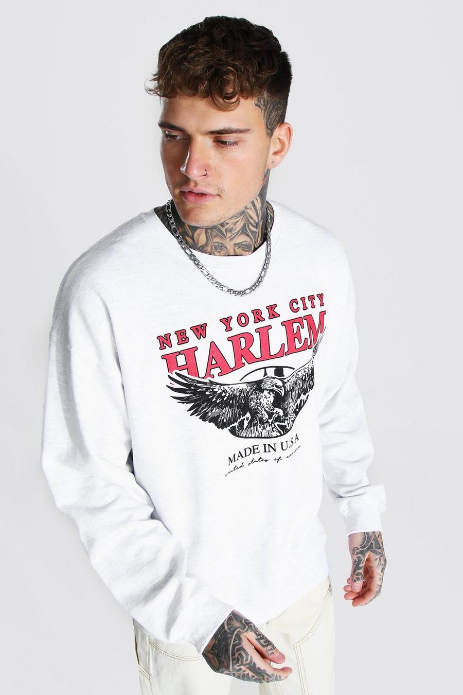 Men's Oversized Nyc Harlem Print Sweatshirt | Boohoo UK