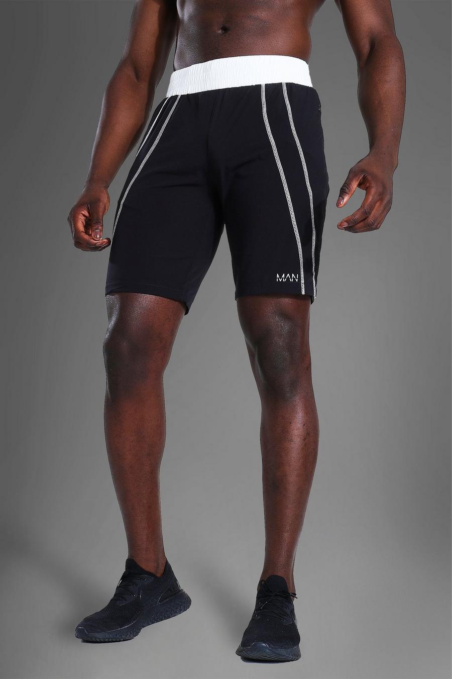 Pantalones cortos de boxeo en contraste Active Man, Negro image number 1