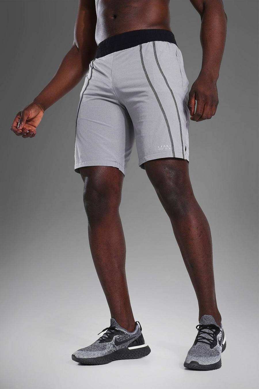 Man Active Boxing-Shorts mit Kontrast, Grey image number 1