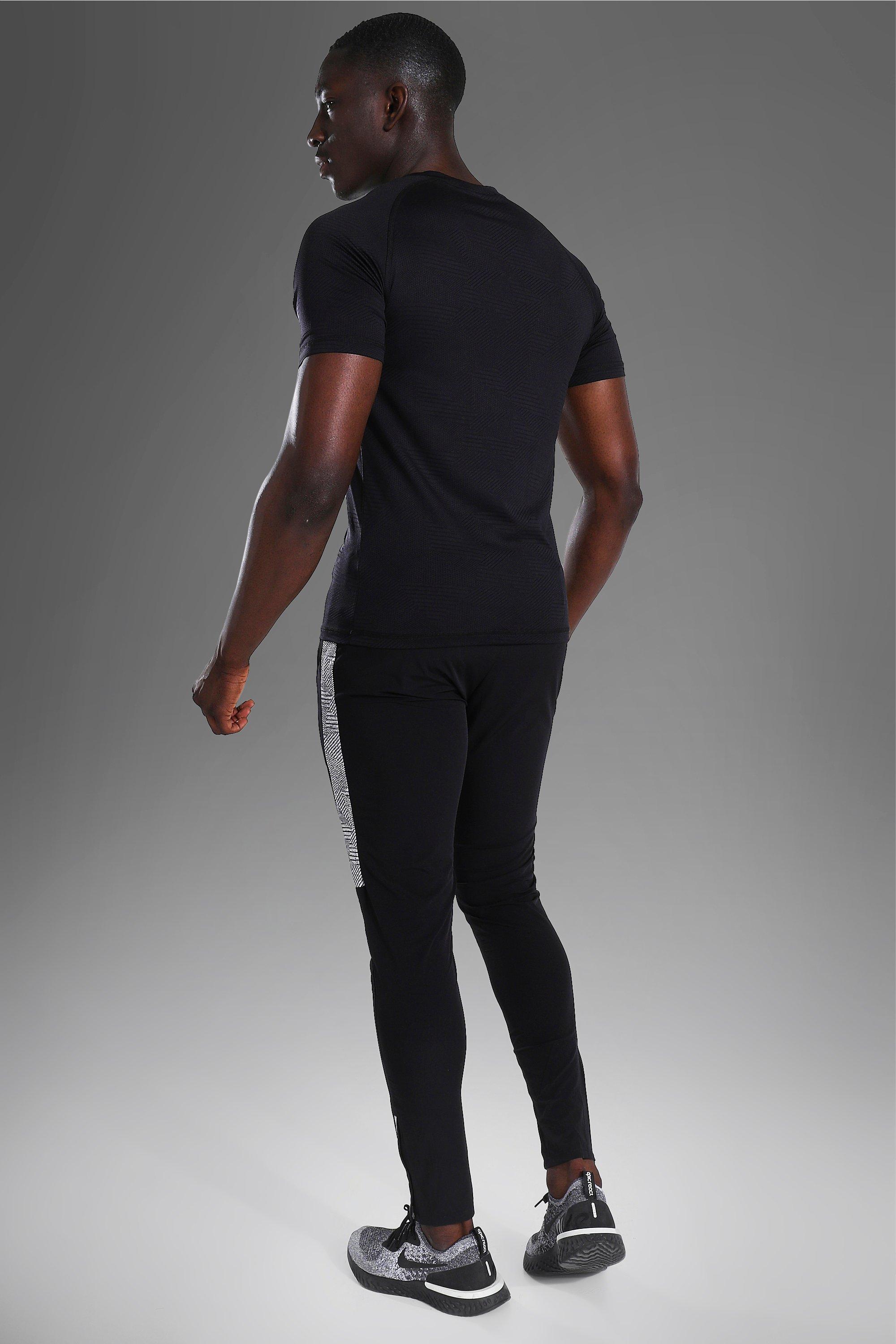 Mens - Organic Cotton Vintage Gym Athletic Raglan T-Shirt in Rich Charcoal  Marl/black