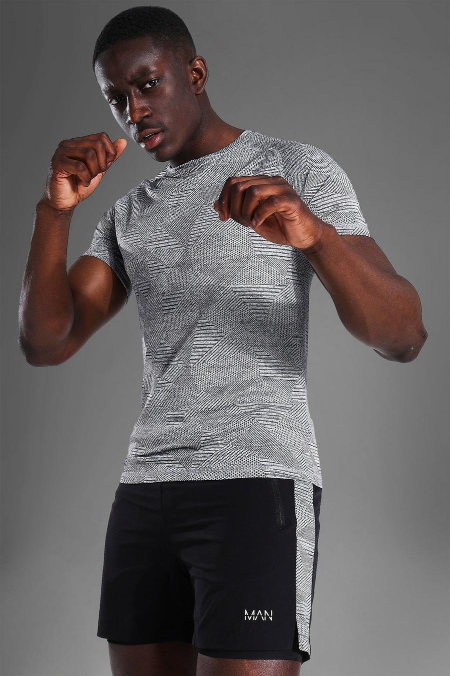 Camiseta MAN Active deportiva de ranglán ajustada al músculo, Gris grigio