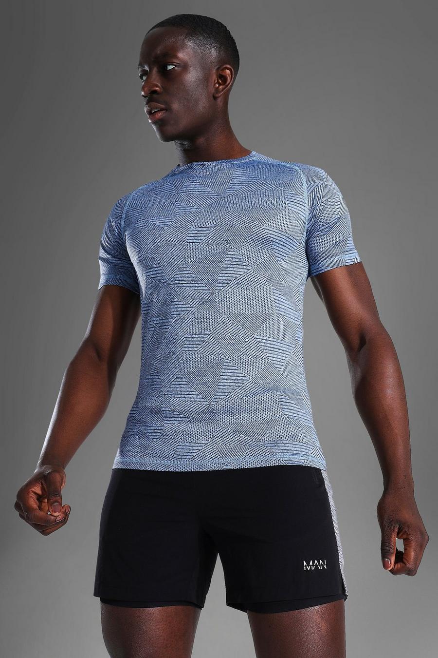 T-shirt Man Active sagomata con maniche raglan, Azzurro image number 1