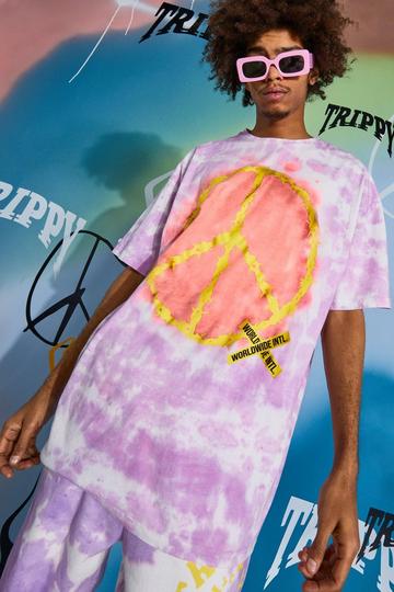 Oversized Tie Dye Peace T-Shirt purple