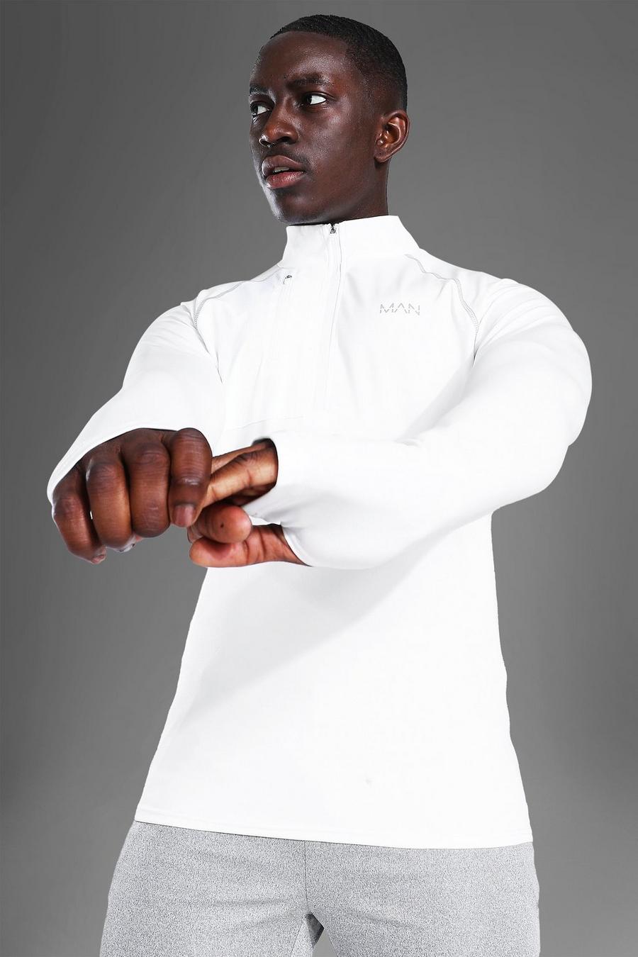 Top marcado con cremallera y costuras en contraste Active Man, Blanco image number 1