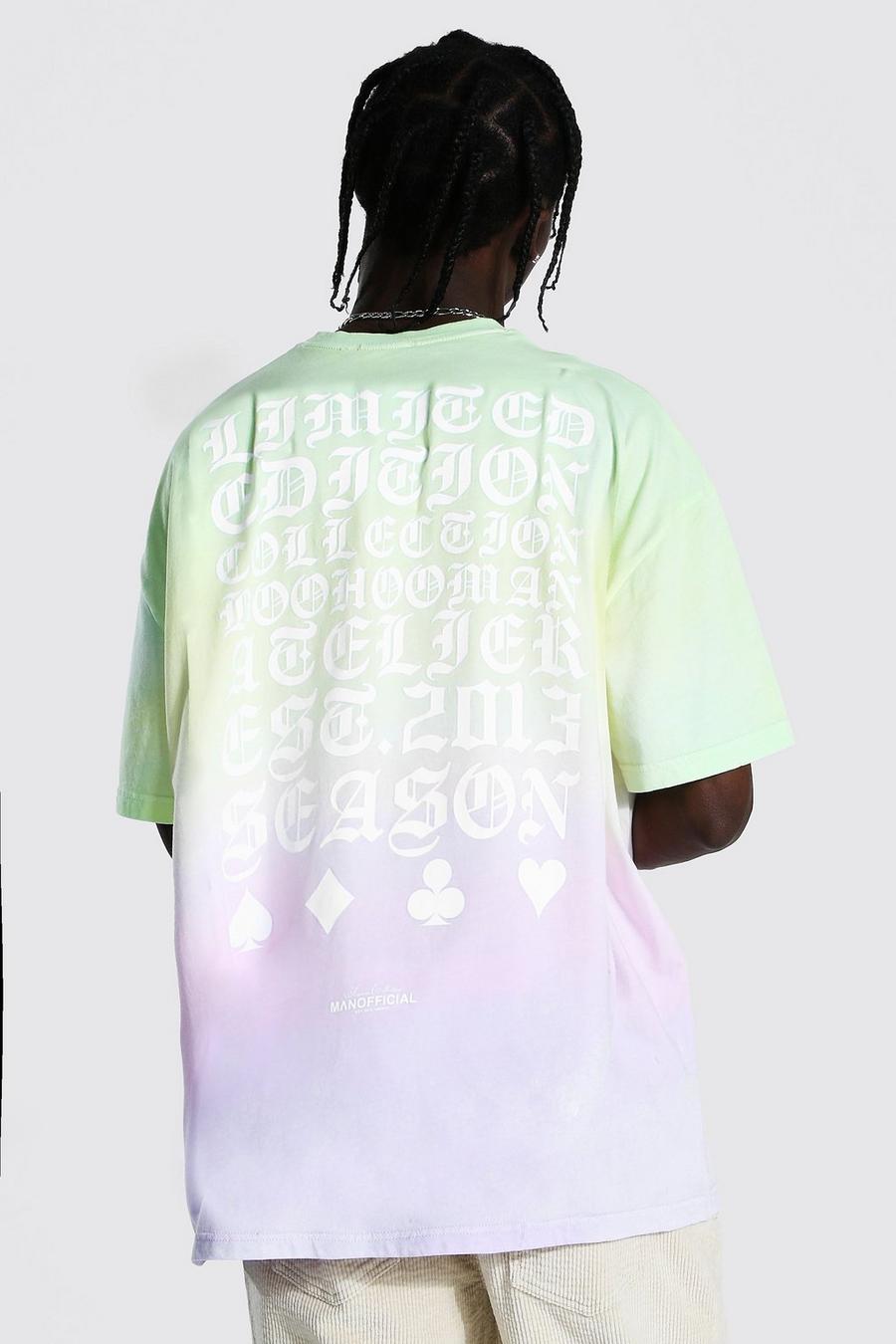 T-Shirt in Übergröße mit Rücken-Print im Farbverlauf, Mehrfarbig image number 1