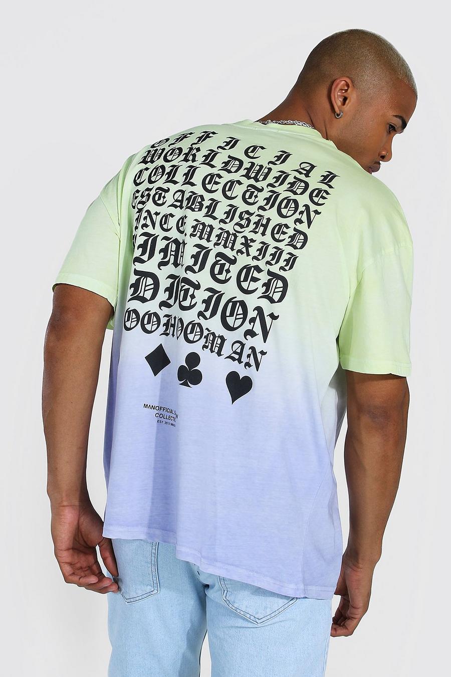 T-Shirt in Übergröße mit Rücken-Print im Farbverlauf, Mehrfarbig image number 1