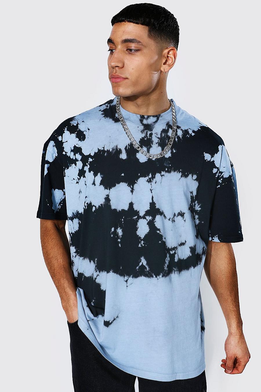 Blue Oversize Butterfly Back Print Tie Dye T-shirt image number 1