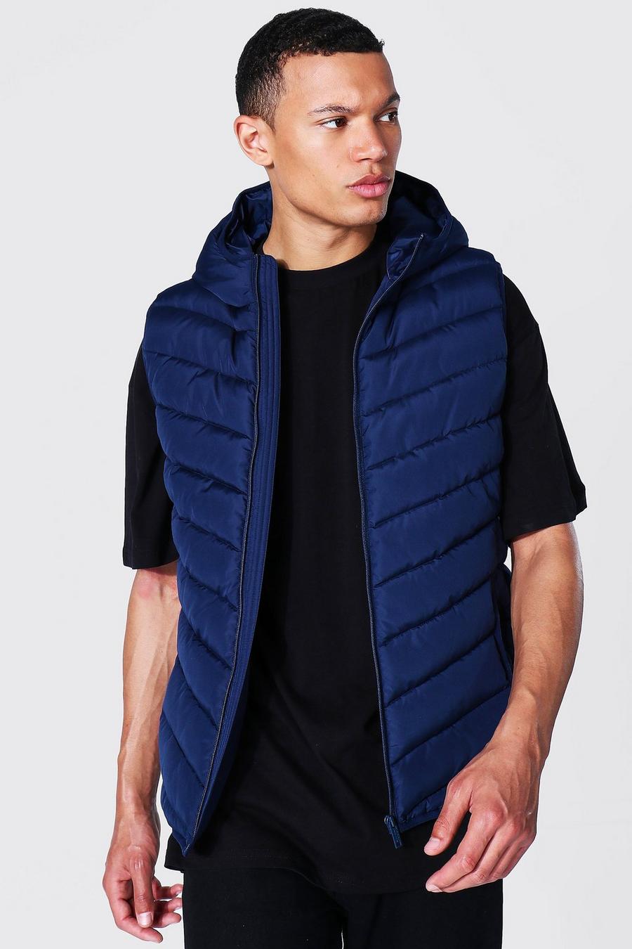 Navy Tall Quilted Zip Through Gilet image number 1