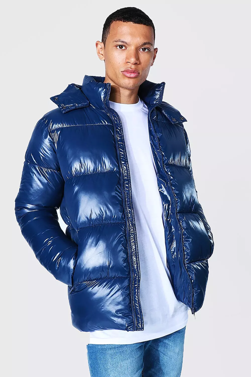 Mens shiny puffer jacket online