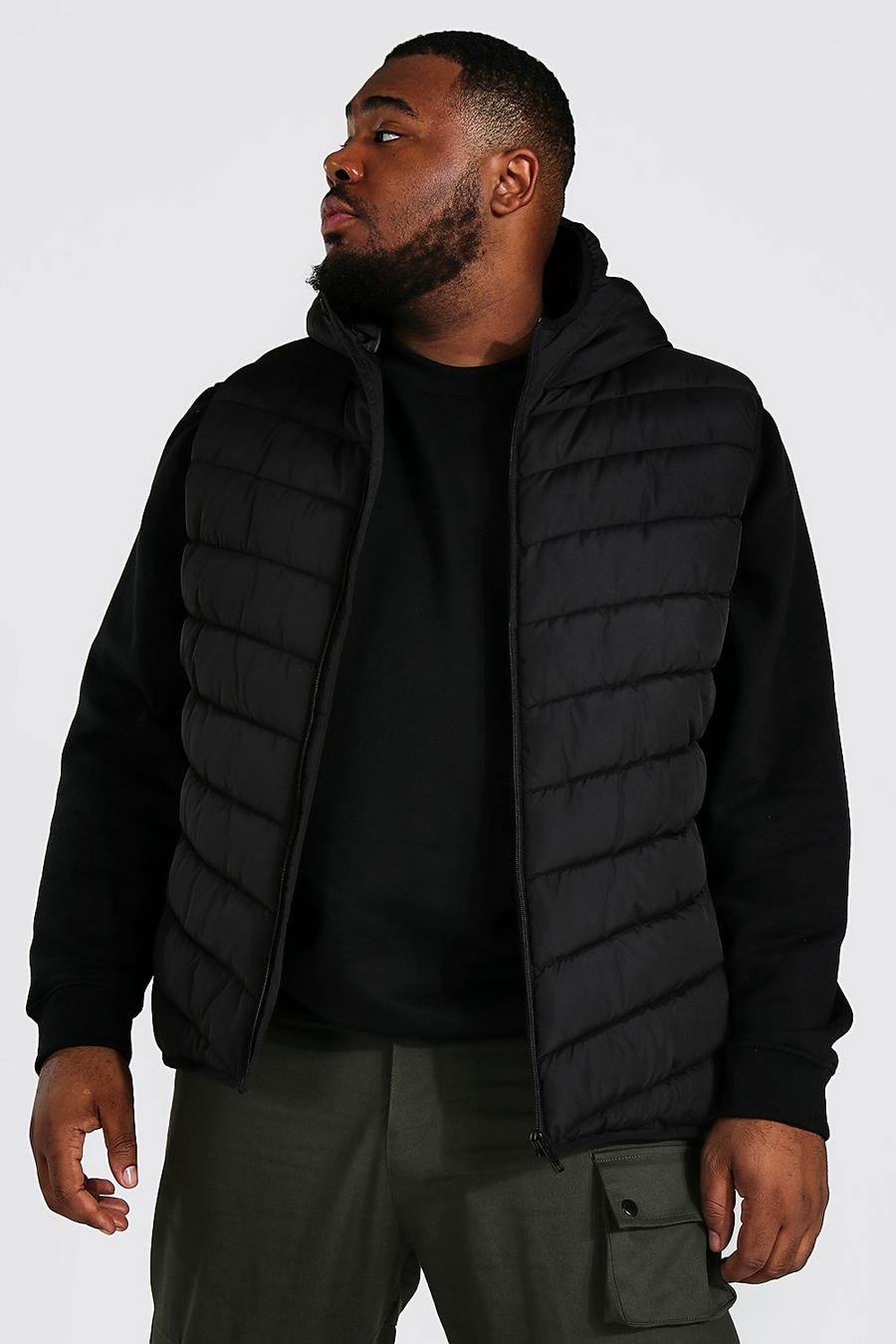 Black Plus Size Quilted Zip Through Gilet image number 1