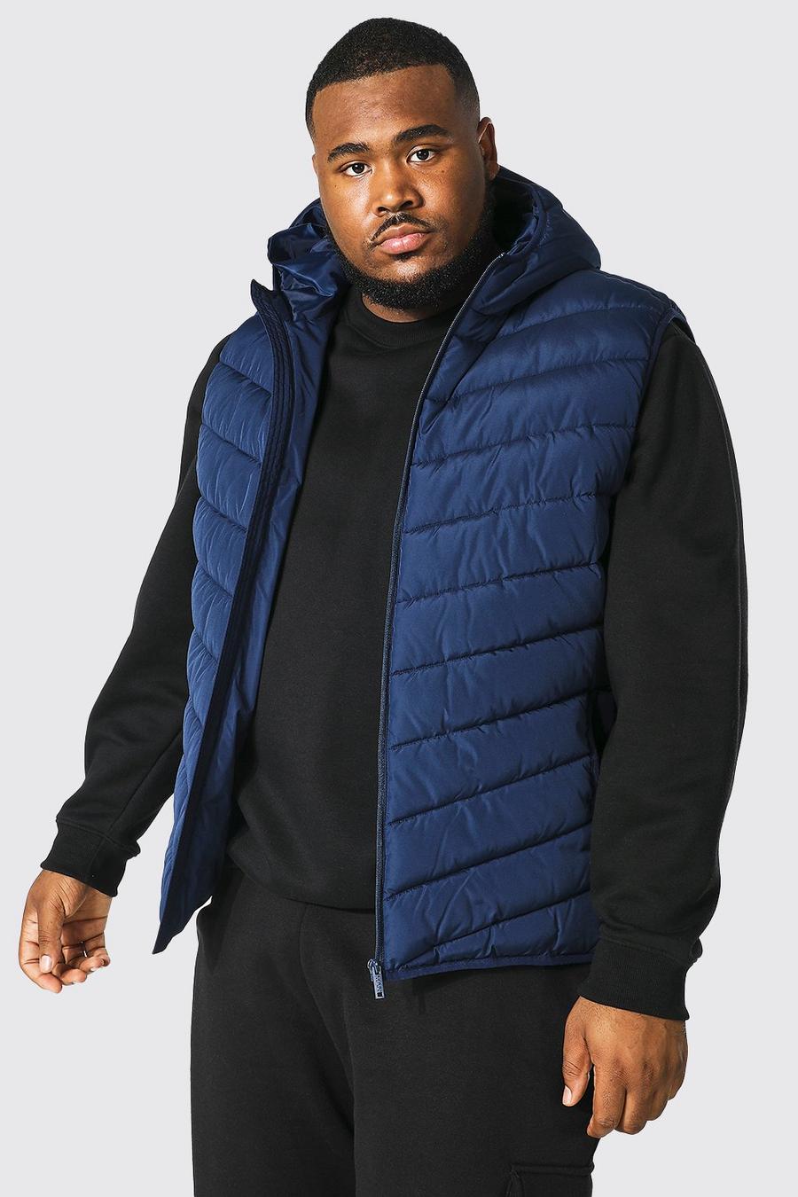 Navy Plus Size Quilted Zip Through Gilet image number 1