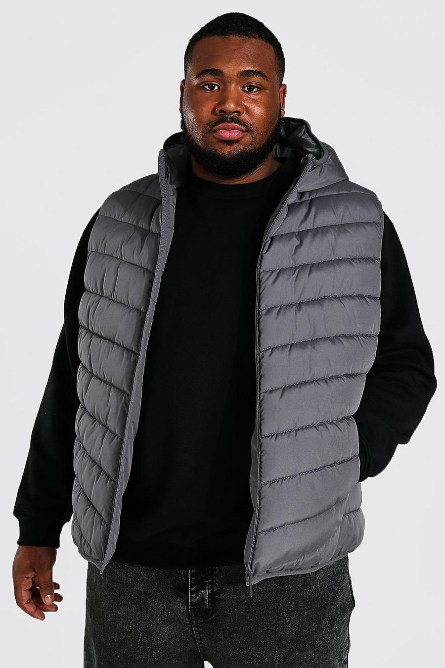 Charcoal Plus Size Quilted Zip Through Gilet image number 1