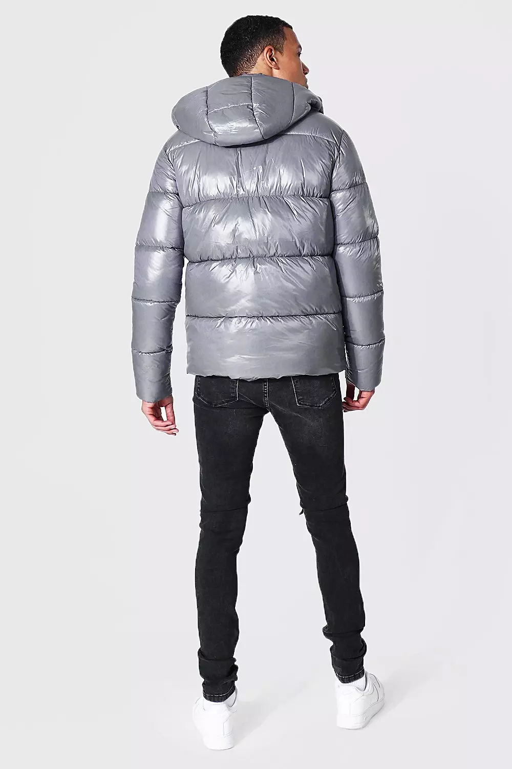 HIGH SHINE PUFFER JACKET SLATE GREY, 46% OFF