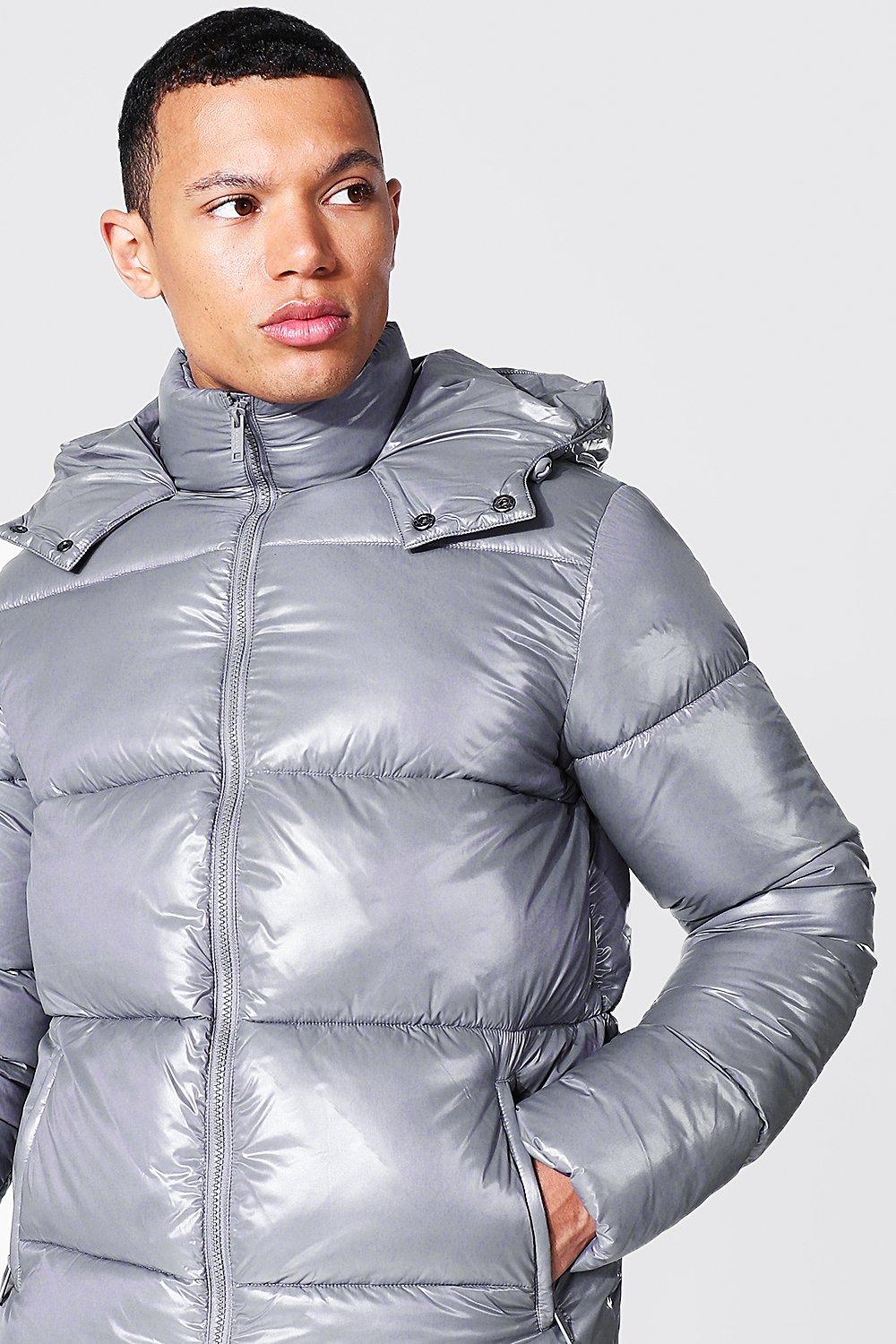 high shine puffer jacket men