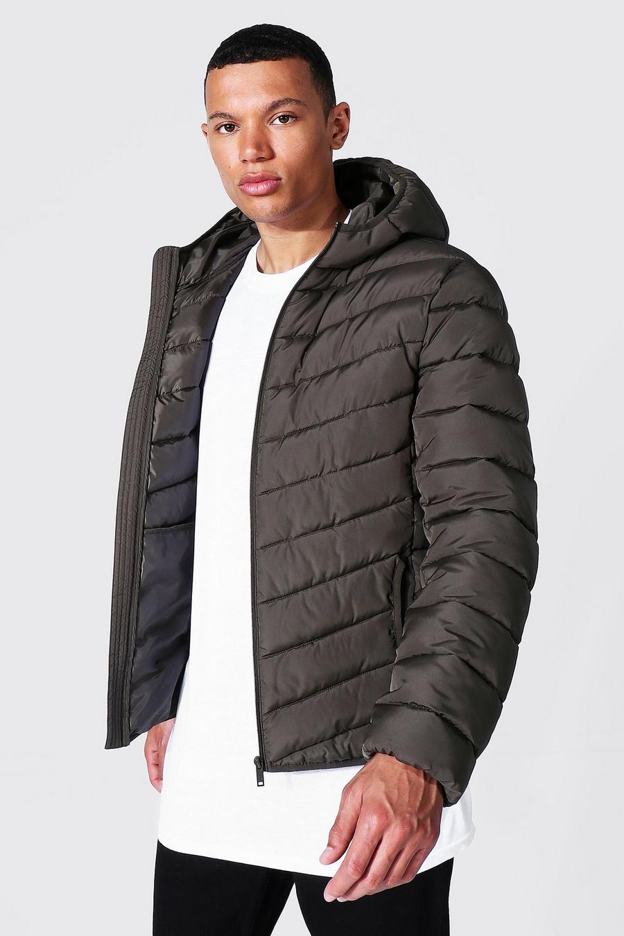 Khaki Tall Quilted Zip Through Jacket image number 1