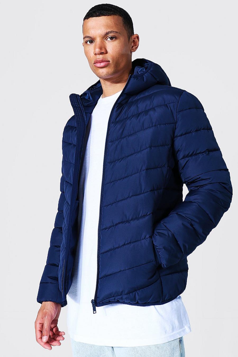 Navy Tall Quilted Zip Through Jacket image number 1