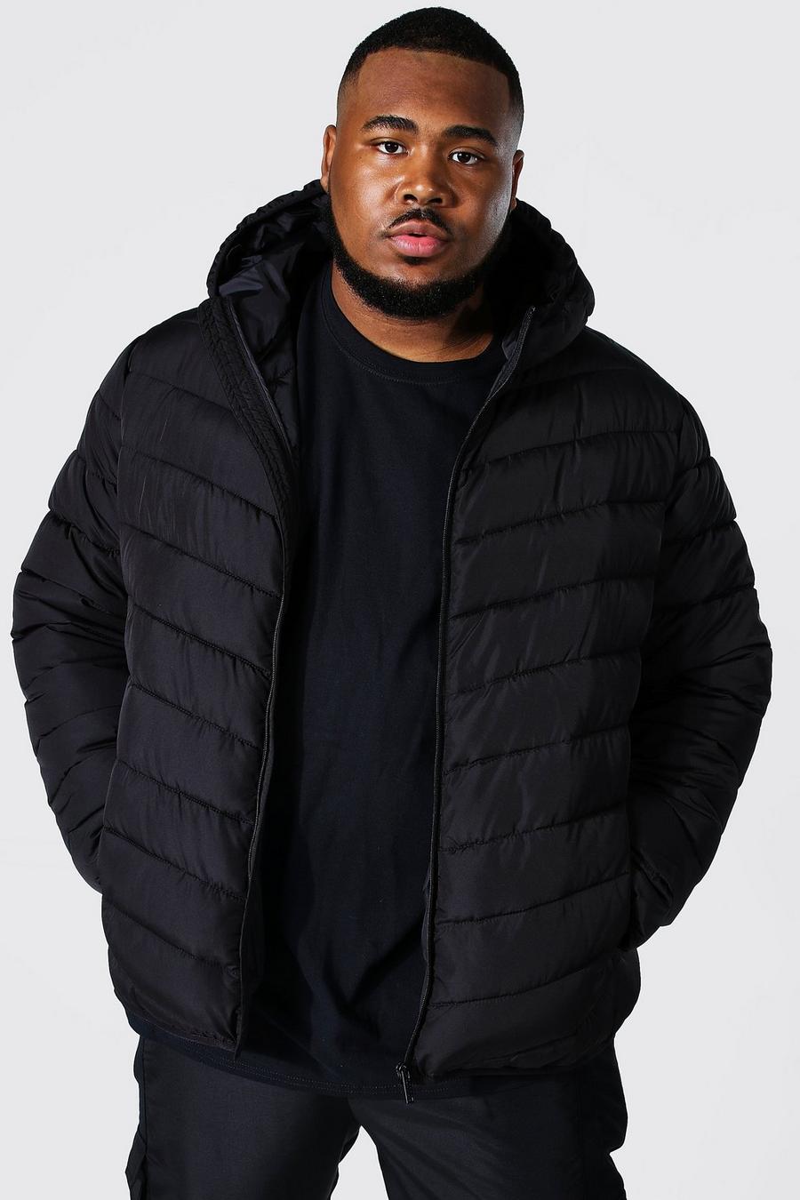 Black svart Plus Size Quilted Zip Through Jacket image number 1