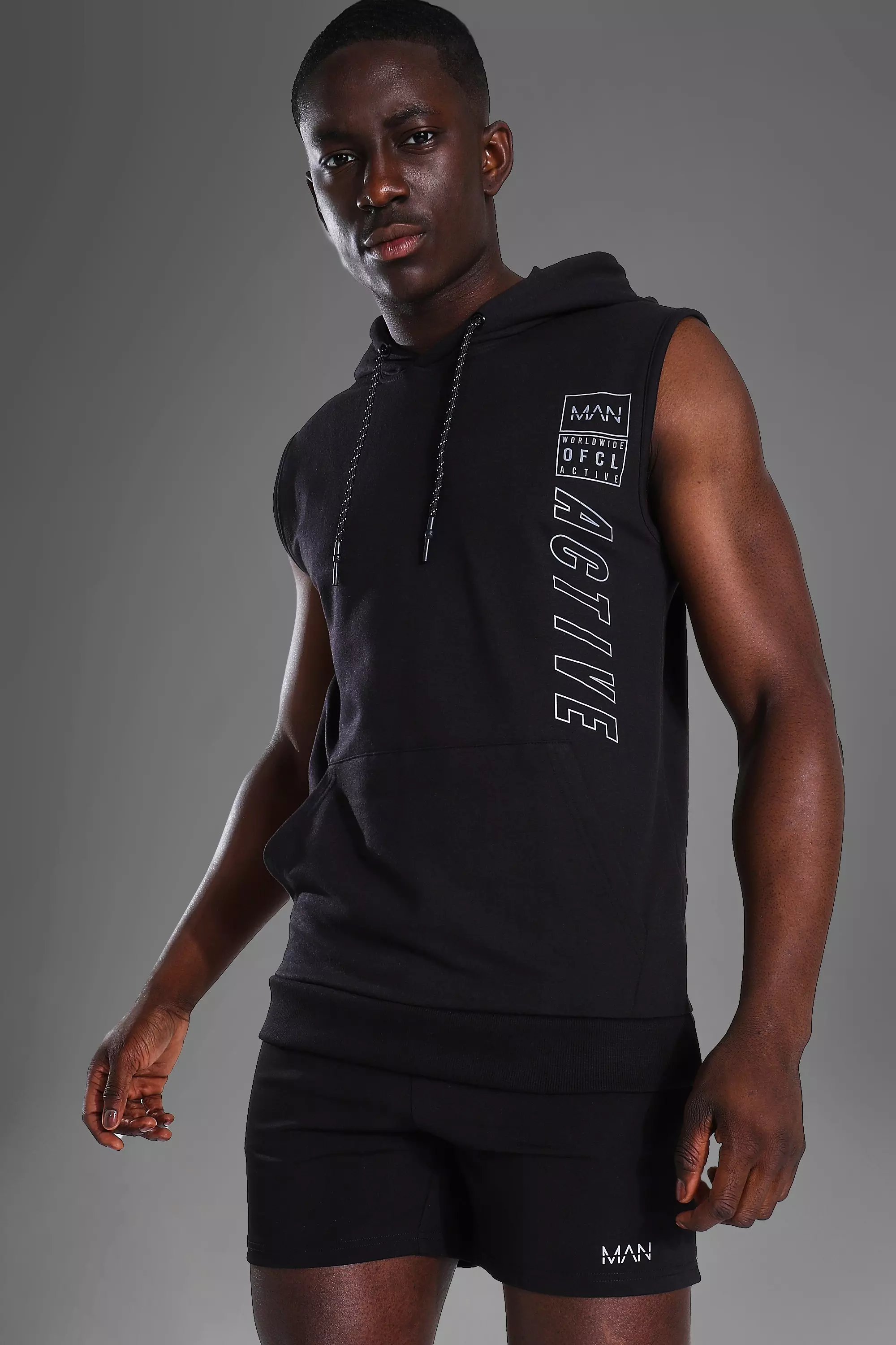 Muscle fit outlet black hoodie