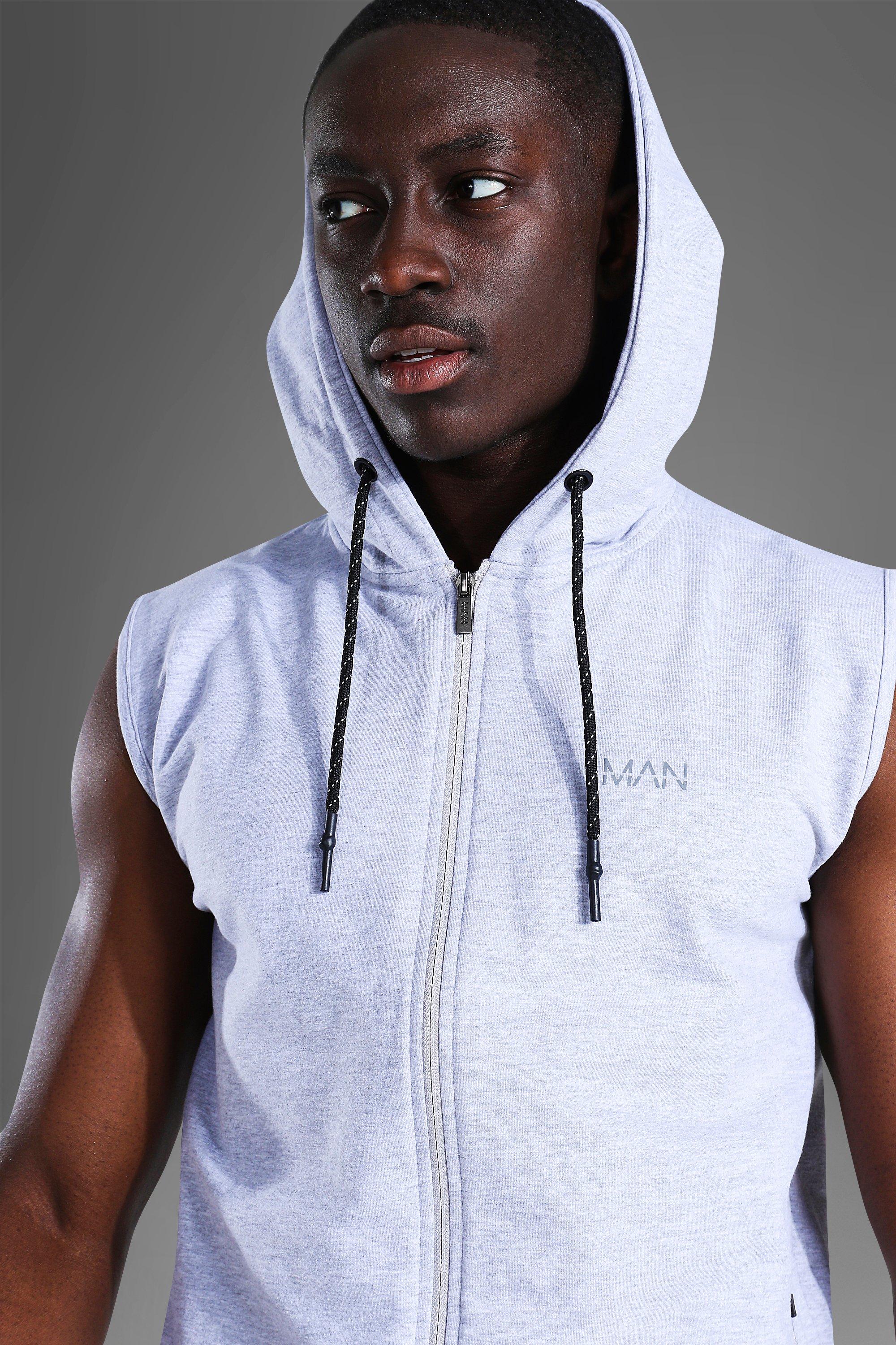 Sleeveless hoodie cheap with zipper