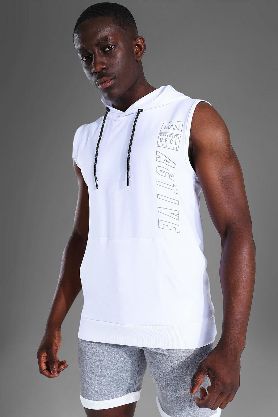 White Man Active Mouwloze Muscle Fit Hoodie image number 1