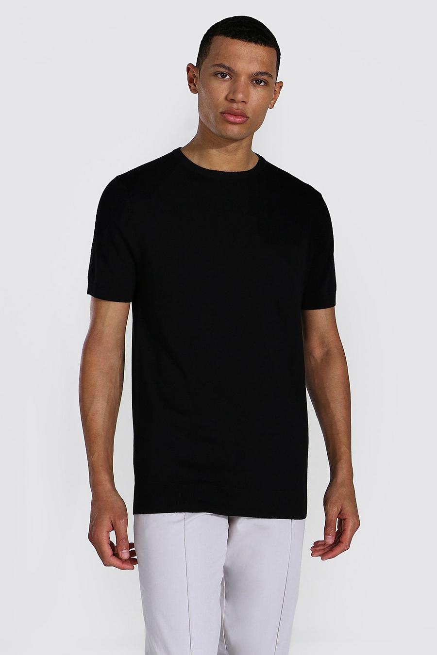 Black Tall Basic Gebreid T-Shirt image number 1