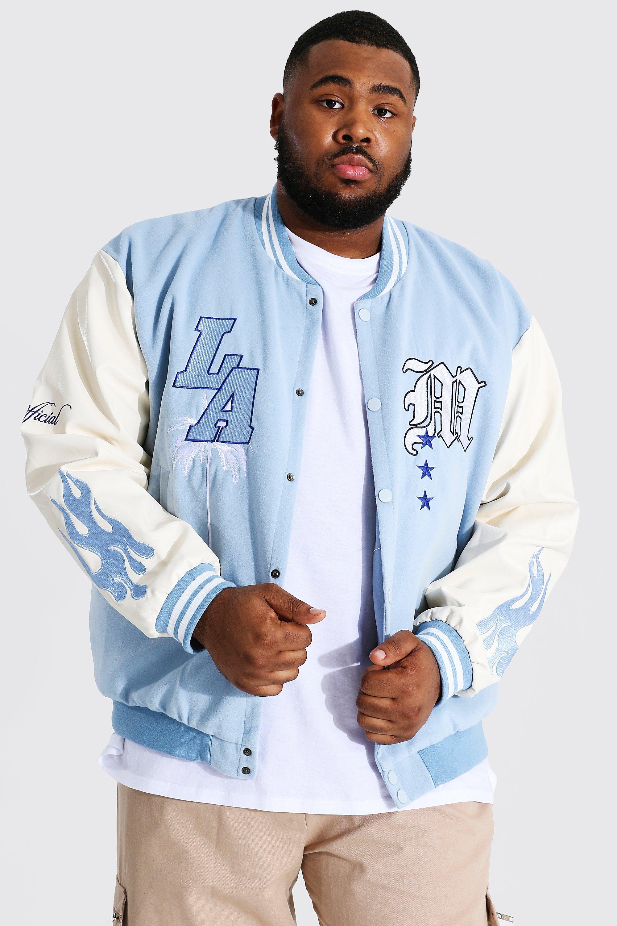 boohoo varsity jacket blue