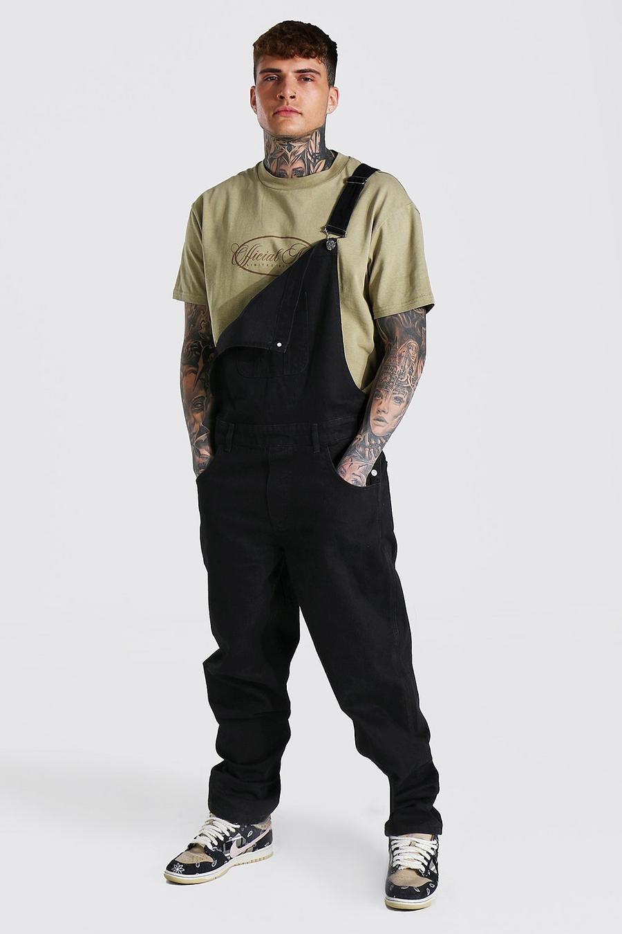 True black Relaxed Fit Long Dungaree image number 1