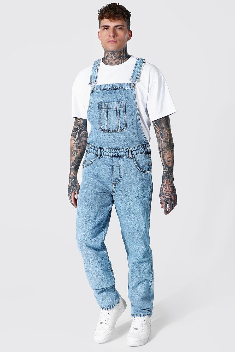 Ice blue Relaxed Fit Long Dungaree image number 1